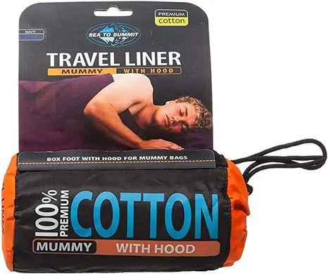 Вкладиш у спальний мішок Sea to Summit Cotton Liner Mummy Hood, 210 см, Navy Blue  (STS AHOODNB)