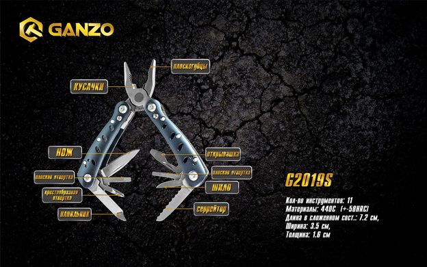 Мультитул Multi Tool Ganzo G2019 S блакитний